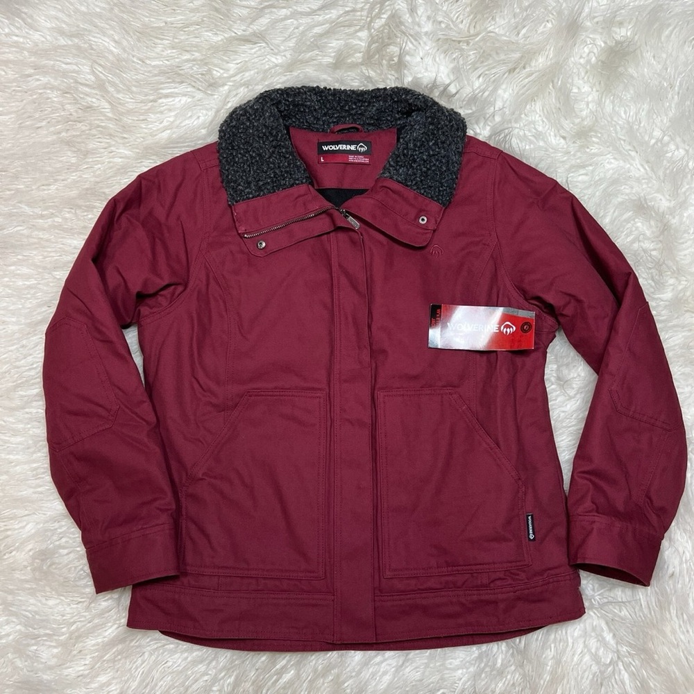 Wolverine Women's Burgundy Jacket with Grey Collar